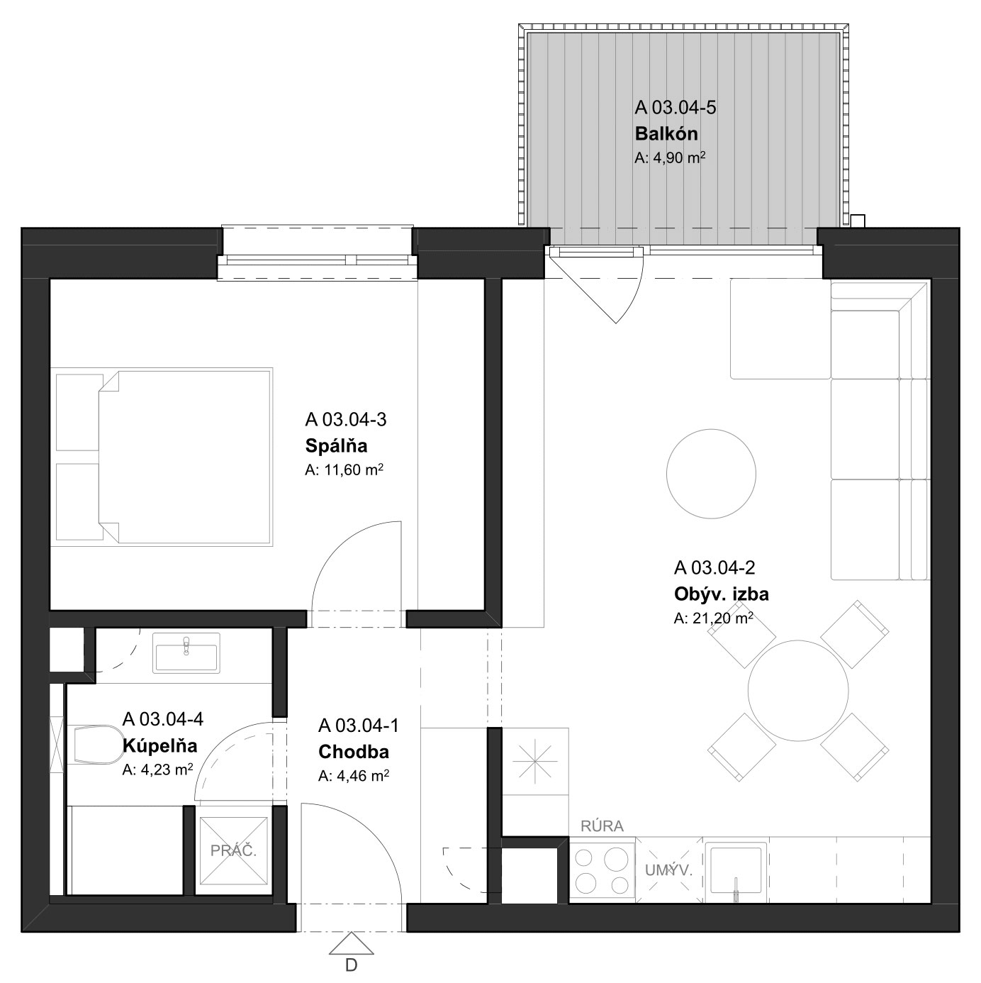 REZERVÁCIA (BD1_03.04) 2-izbový apartmán v projekte KRÁSNE V KRÁSNE - Krásno nad Kysucou
