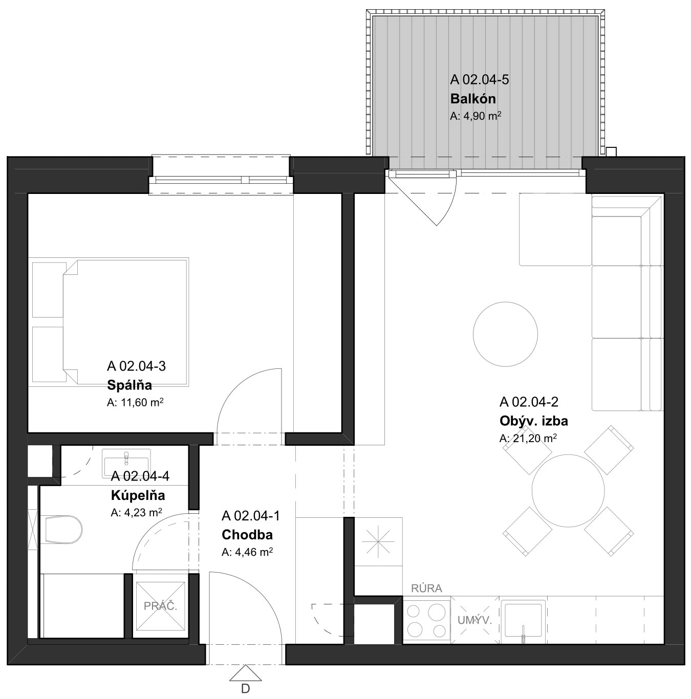 REZERVÁCIA (BD1_02.04) 2-izbový apartmán v projekte KRÁSNE V KRÁSNE - Krásno nad Kysucou