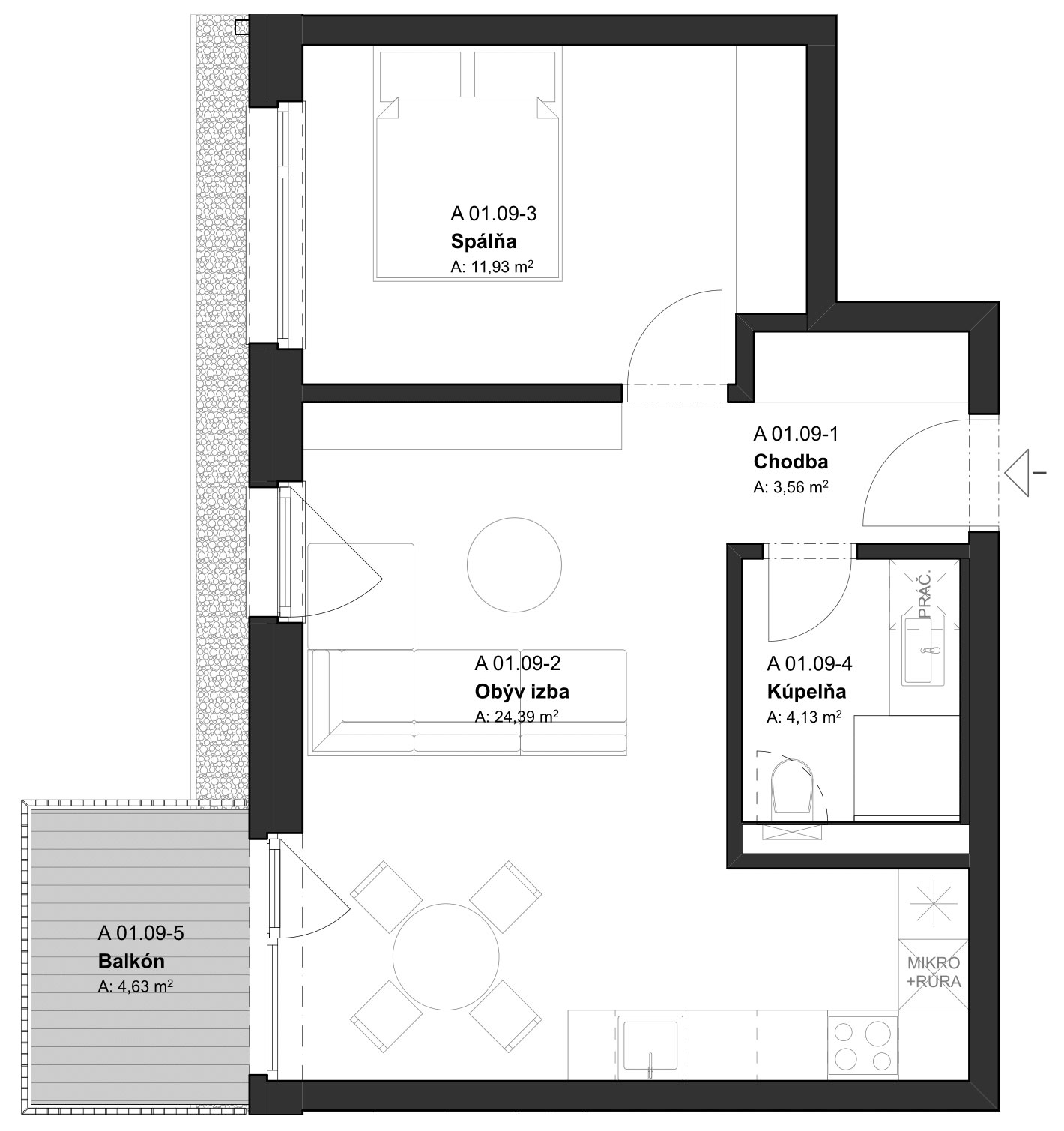 (BD1_01.09) 2-izbový byt v projekte KRÁSNE V KRÁSNE - Krásno nad Kysucou
