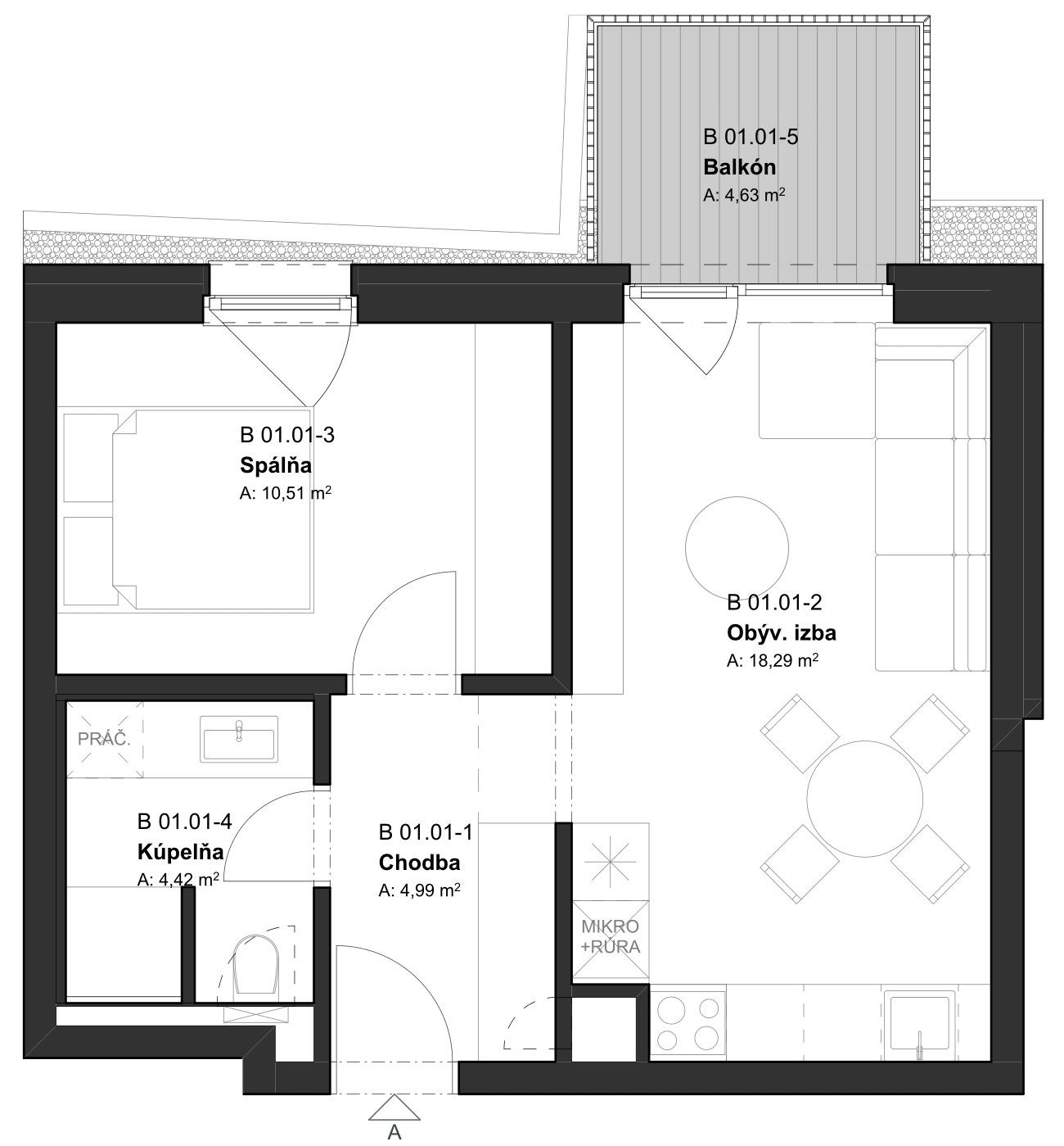 (BD2_01.01) 2-izbový apartmán v projekte KRÁSNE V KRÁSNE - Krásno nad Kysucou