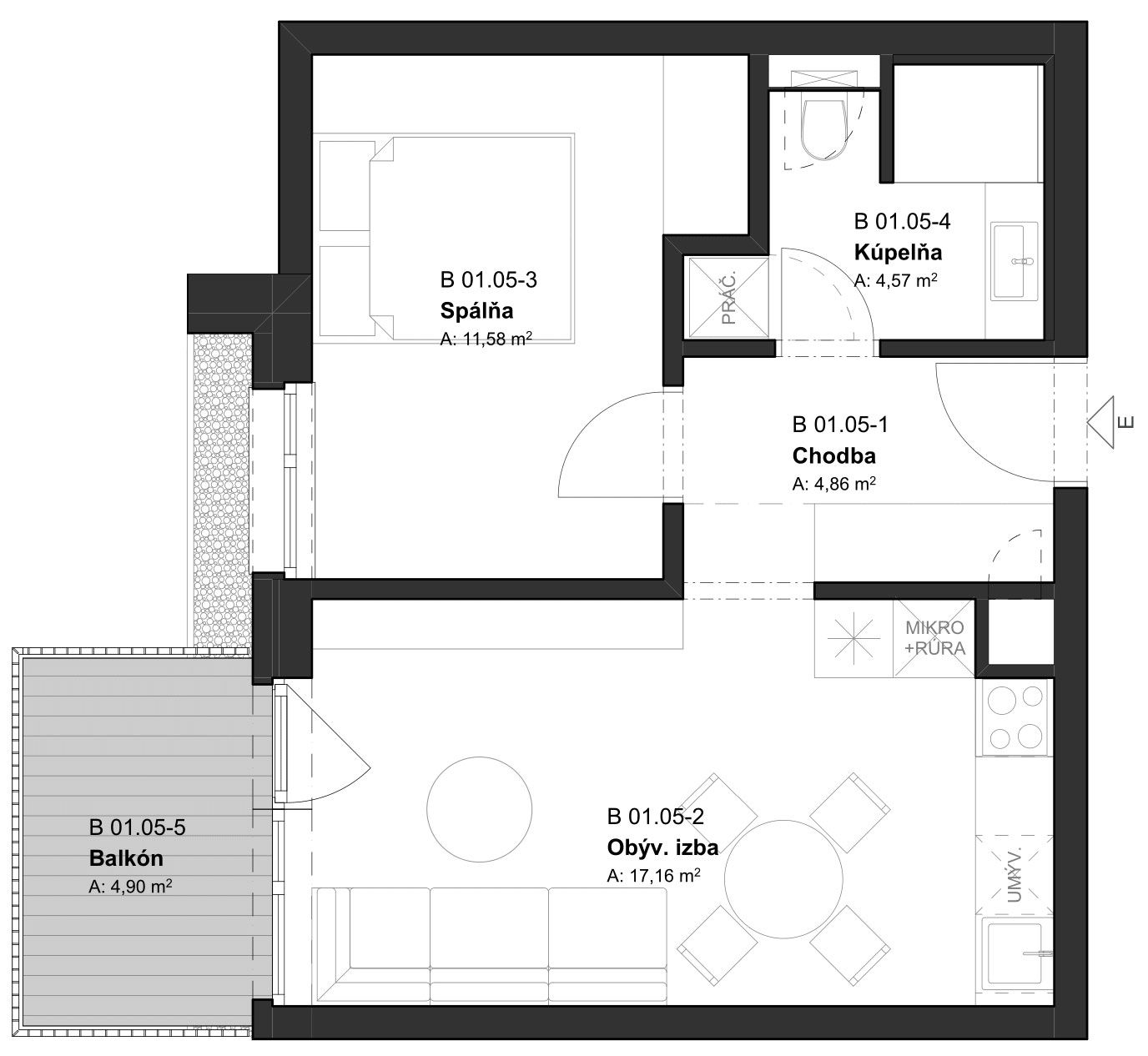 (B2_01.05) 2-izbový byt v projekte KRÁSNE V KRÁSNE - Krásno nad Kysucou
