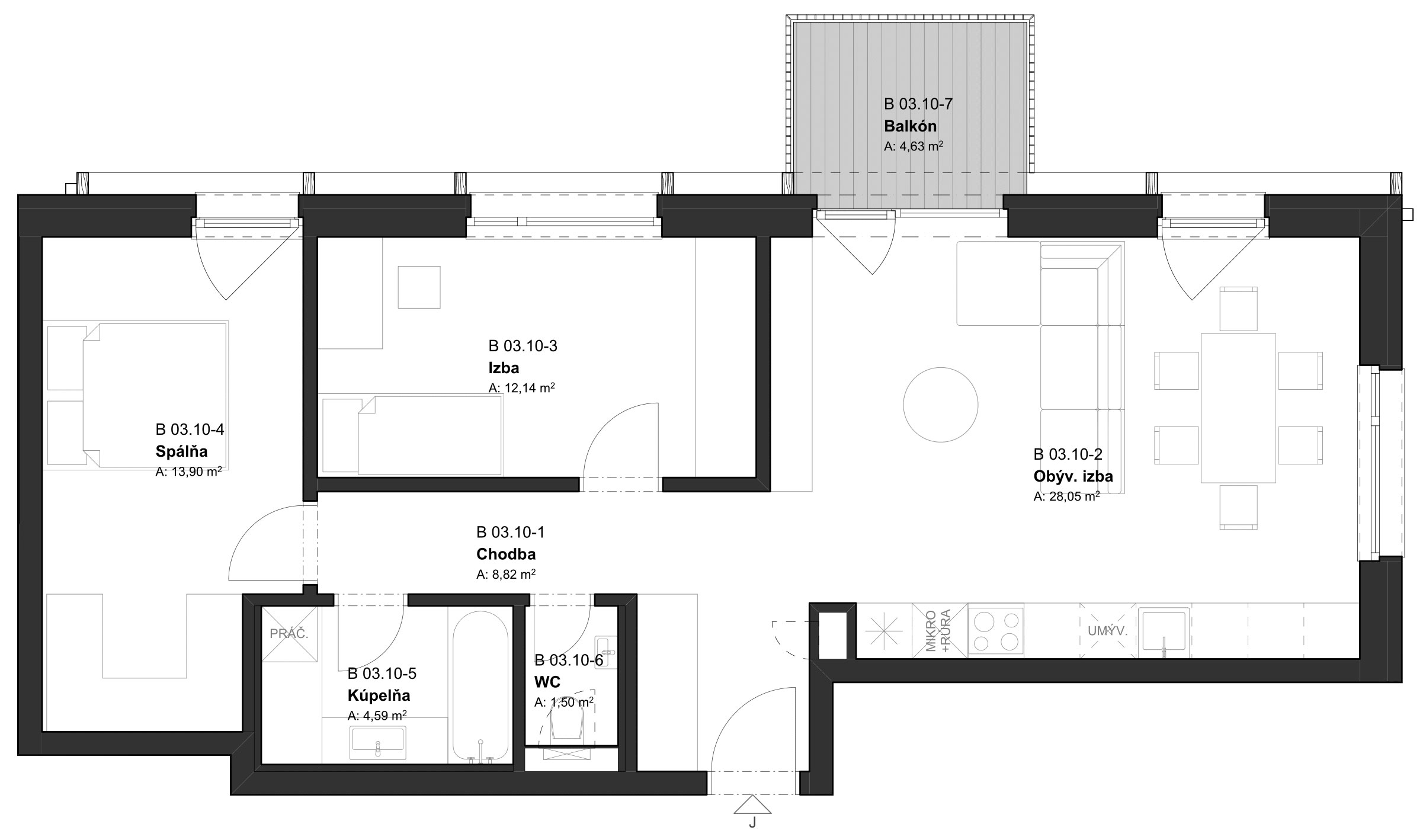 REZERVÁCIA (BD2_03.10) 3-izbový byt v projekte KRÁSNE V KRÁSNE - Krásno nad Kysucou