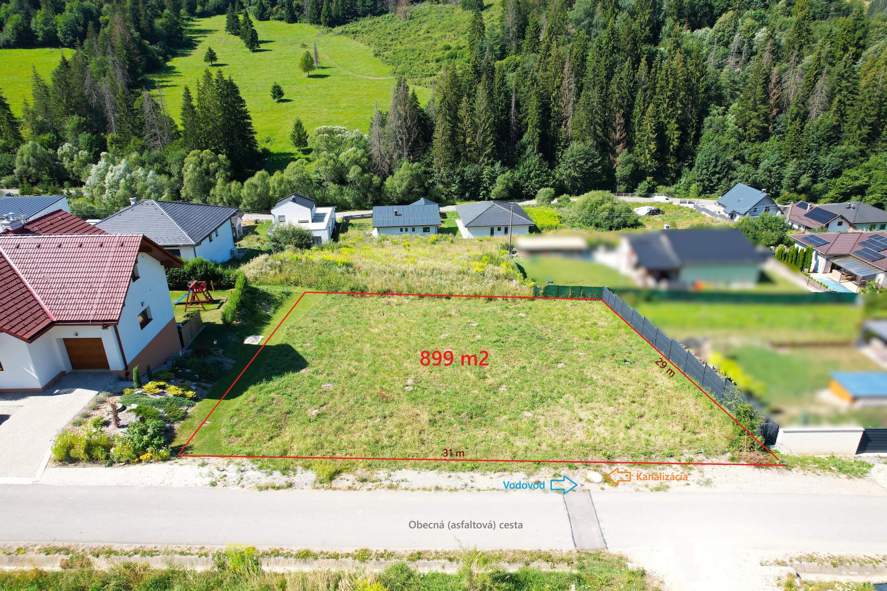 Slnečný stavebný pozemok 31x29 m, 899 m2, Snežnica